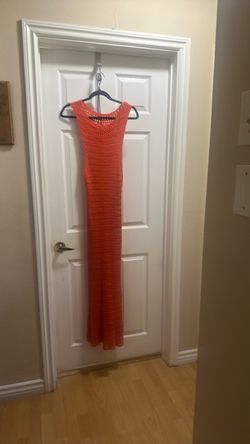 Vibrant Orange 🍊 wear over “WHATEVER”you want “see through knitted dress”.