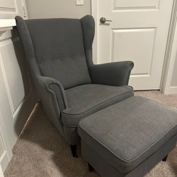 IKEA wingback chair with ottoman