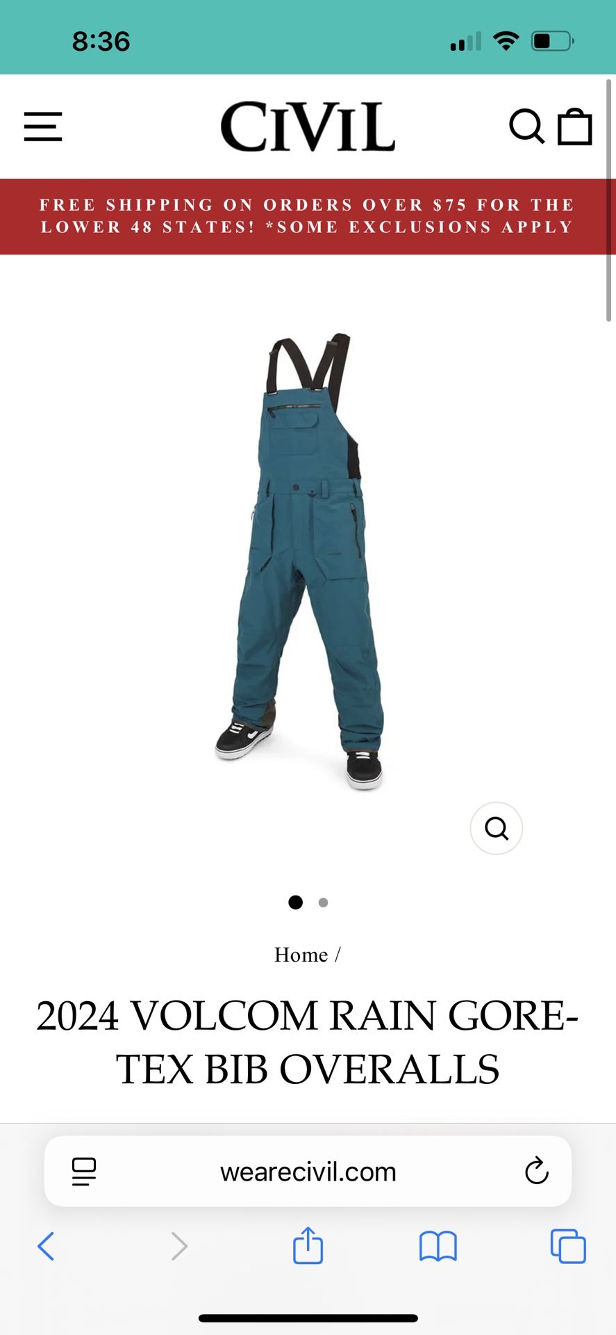 Volcom Bibs, Gore Tex Rain (L)