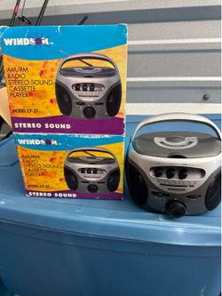 Windsor Model CP-37 portable AM/FM stereo cassette player with its original packaging.