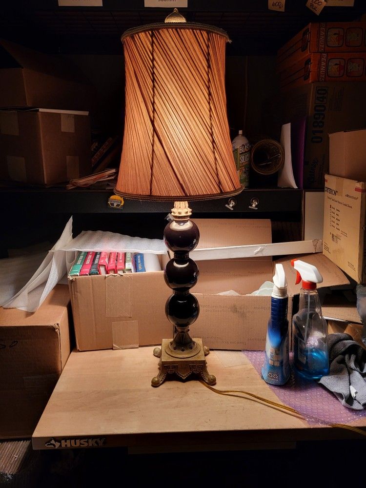 Lamp - Gold With Black Glass Balls