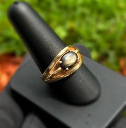 Art Deco Jewelry 14k solid yellow gold black star sapphire 1.50CT ring size 10.75