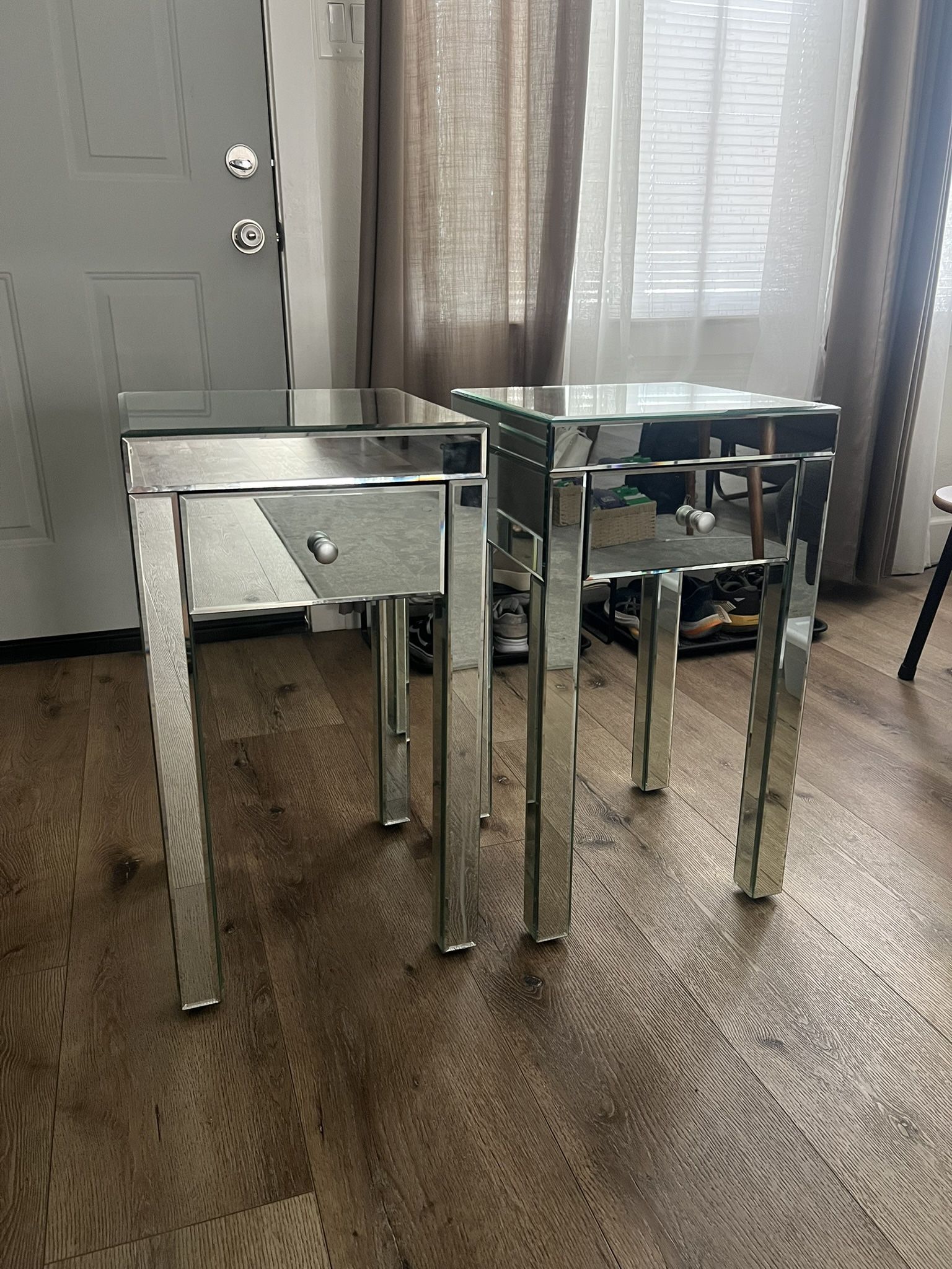 Mirrored Nightstands, Set of 2