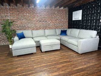 Delivery Available Costco gray U shape sectional couch w ottoman retails 2,000