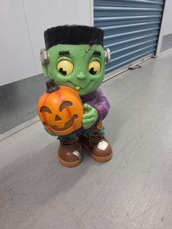 Frankenstein  monster with light up pumpkin