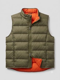 🧥 Puffer Vest - Olive Green with Orange Trim - Size M 🧥