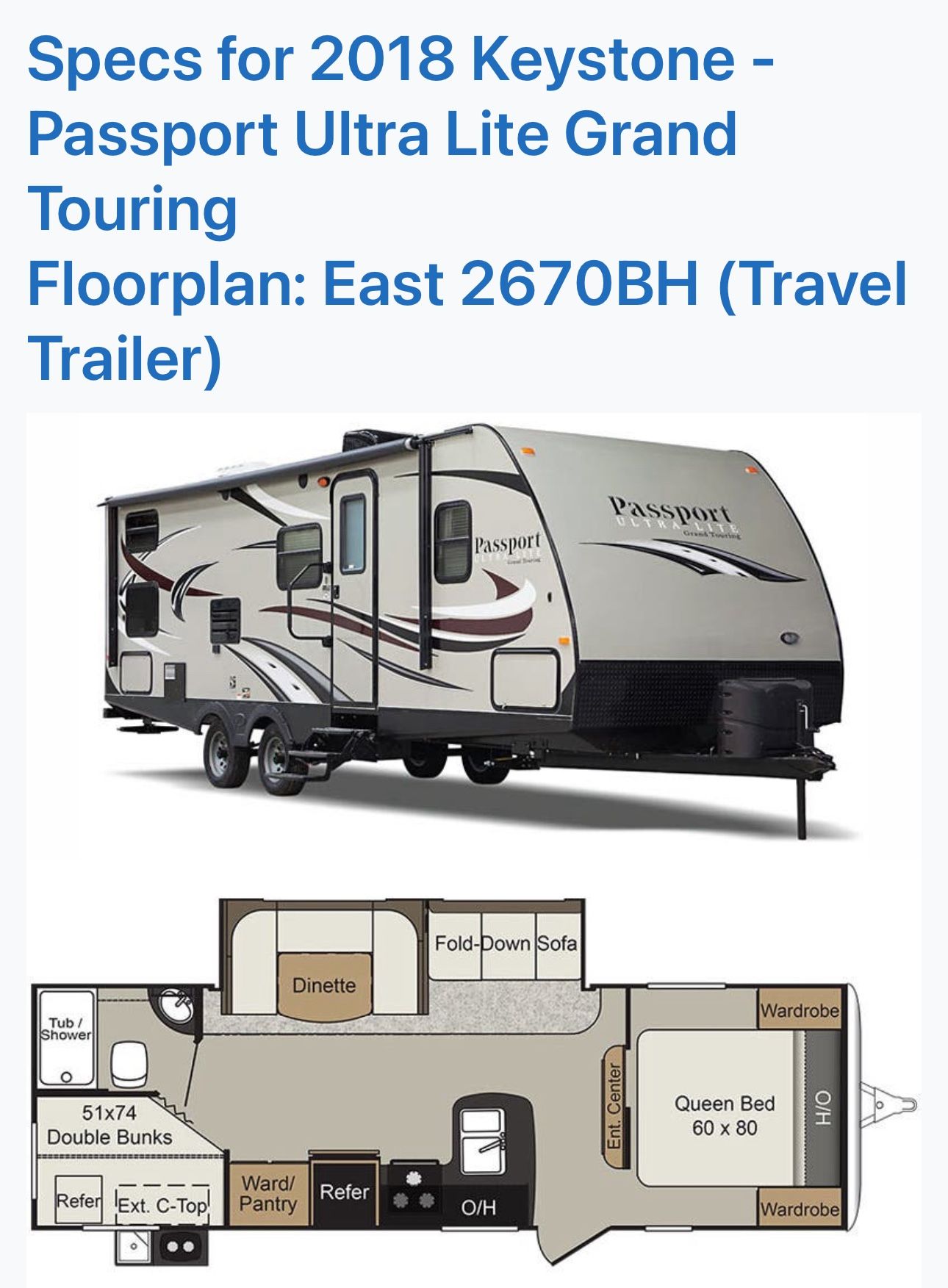 2018 Keystone Passport ultra lite touring 2670 BH