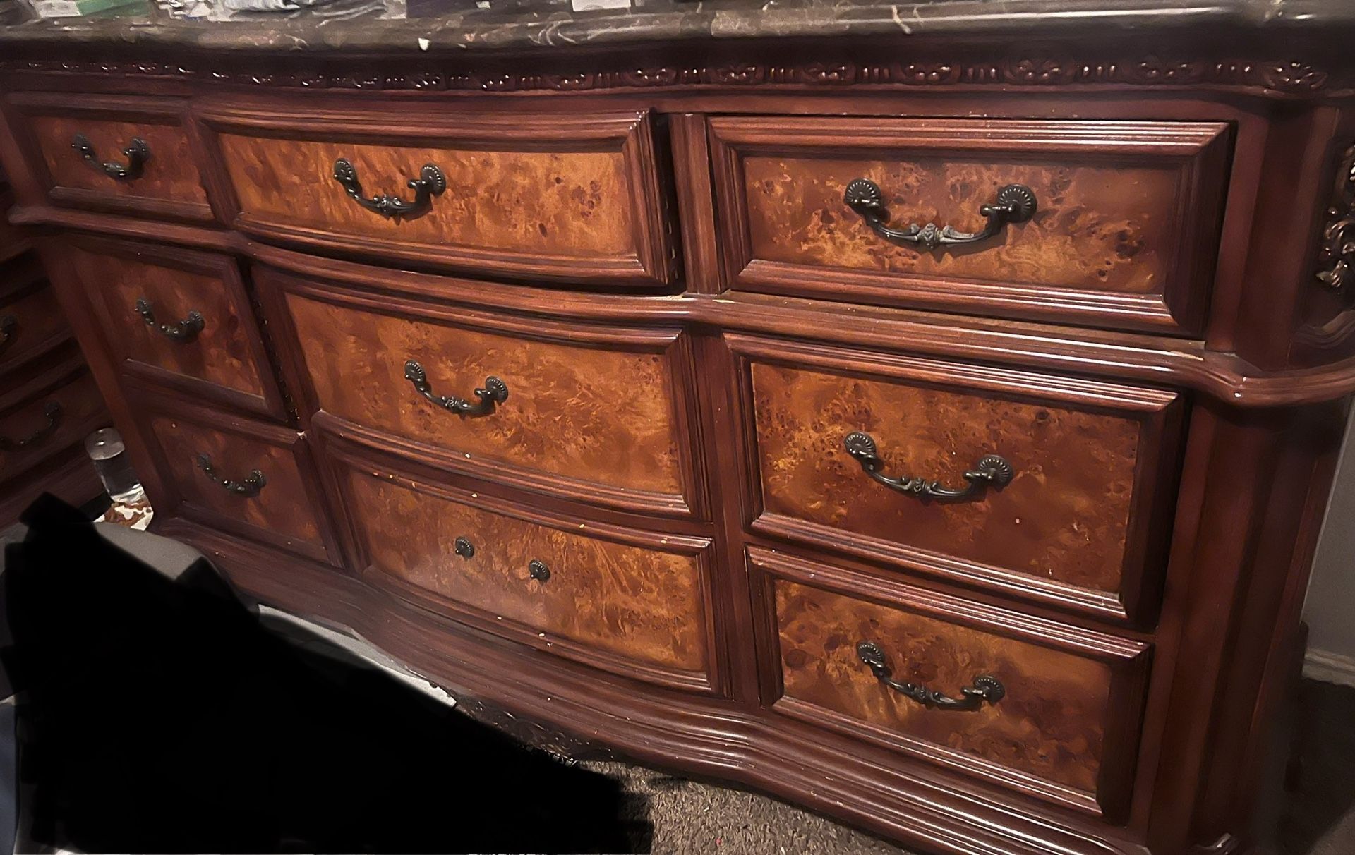Brown Marble Top Dresser, Good Condition Just Too Big For My Room So I Am Selling It