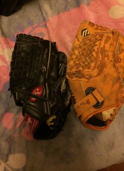 2 baseball gloves