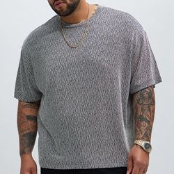 NovaMen Leon Relaxed Textured Tee - Black/combo Size 3XL. 