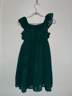 Girls Emerald Green Swiss Dot Dress – Flypigs Size 5/6 – $15