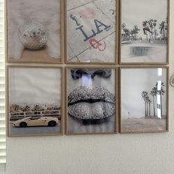 Modern LA Wall Art – 2 Large Statement Prints + 6 Framed Set (Disco / Palm Aesthetic)