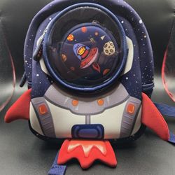 Kids Space Rocket Backpack Small Polyester Canvas Adjustable Strap Multicolor
