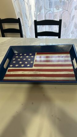 American Flag Decorative Wooden Serving Tray