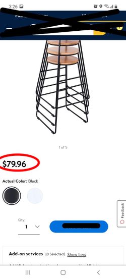 New Mainstays Modern 28 Inch Barstool Set of 4 for Sale in