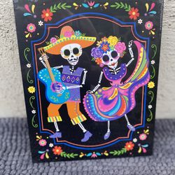 Dia De Los Muertos Sugar Skull Bride And Groom Shadow Box Decor..
