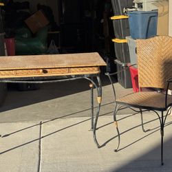 Wicker Desk And Chair