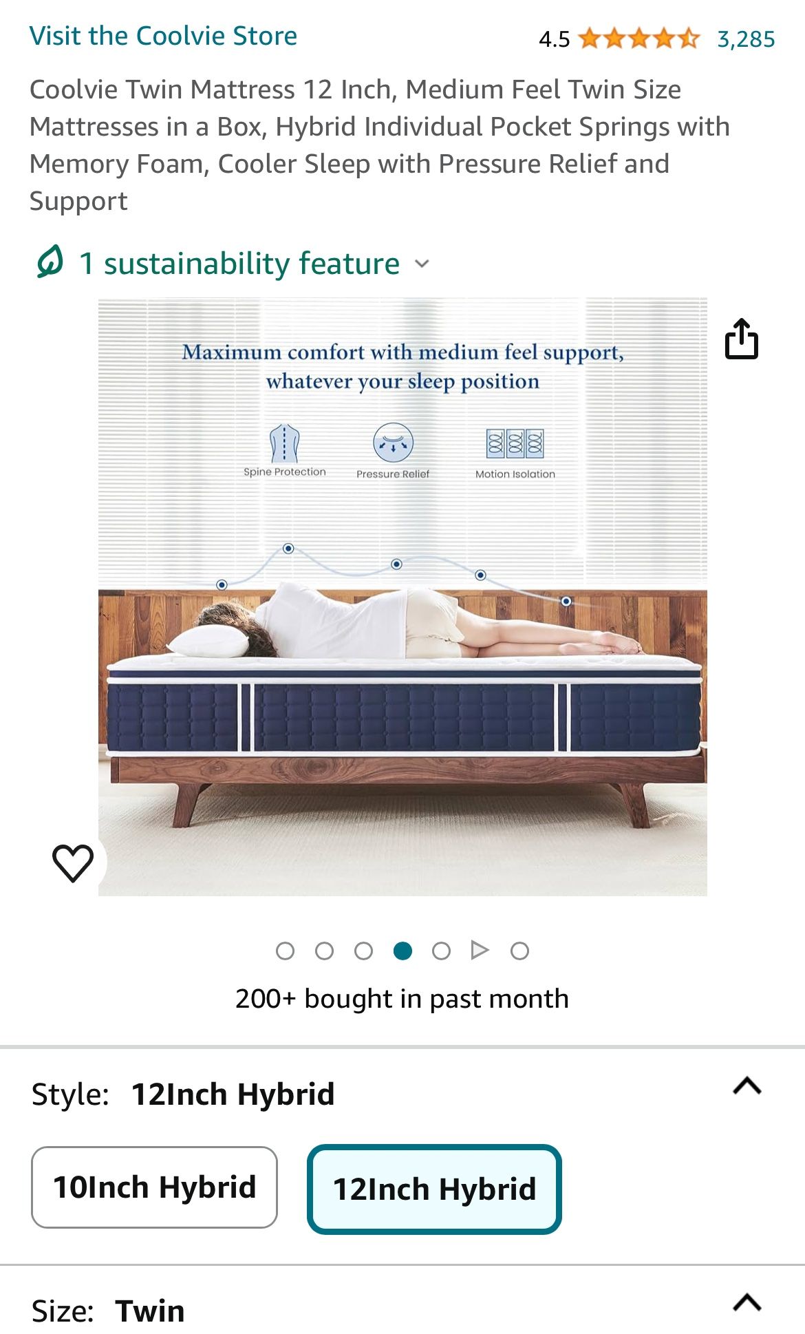 Coolvie Twin Hybrid Mattress 