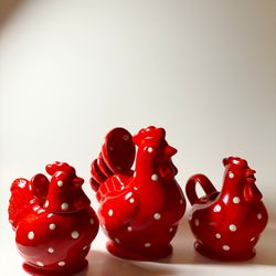Red Polka Dot Chicken Kitchen Set 