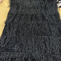Plus Size Fringe Dress And Accessories (flapper Style ) 