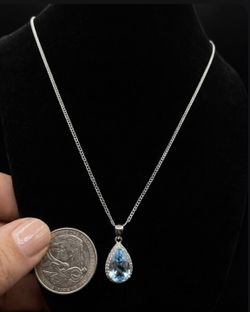 Aquamarine Pendant/italian Silver Chain
