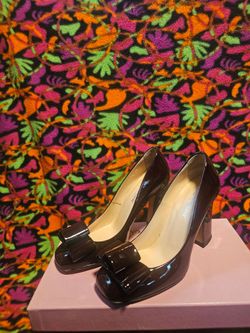 Wine Patent Leather Pump with Bow