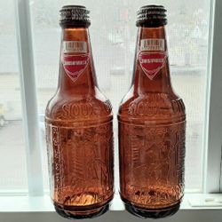 Vintage Brown Embossed SIOUX CITY SARSAPARILLA Soda Bottle with Cap and Labels