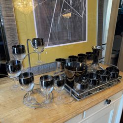Vintage Mercury 16 Piece Wine, Liquor Bar Set