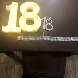 Rhinestone#18 Cake Topper And Rhinestone Ribbon,  Lights Not Available 
