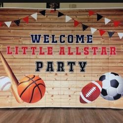 Sports Themed Baseball Football Soccer Backdrop 