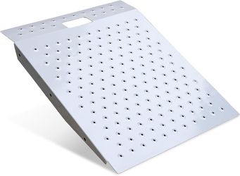 Shed Ramp Heavy Duty 750 LBS Capacity Non-Slip Punch Plate Stainless Steel Rust-Resistant Wide 24 in Handle Hole for Garage Barns