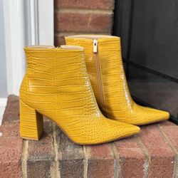Yellow Public Desire Boots Size 8 