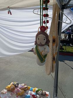 Knitted dolls keychains earrings bags and much more