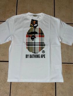 A Bathing Ape Plaid Logo White T-Shirt