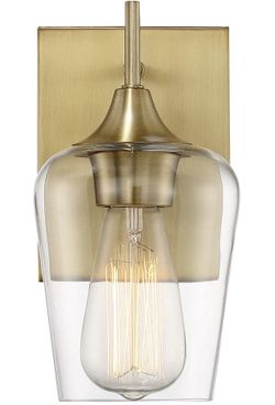 Savoy House,Octave 1-Light Wall Sconce in a Warm Brass Finish with Clear Glass. (9.5" H x 5" W), NEW