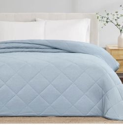 PEM America Cooling Blanket Diamond Qulted Queen Blue 92” x 98” AA1