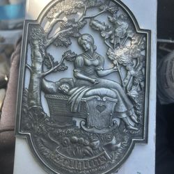 Vintage Pewter Wall Plaque or Door Hanger