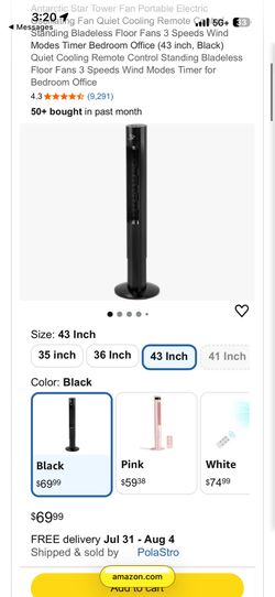 43" Antarctic Star Oscillating Tower Fan with Remote