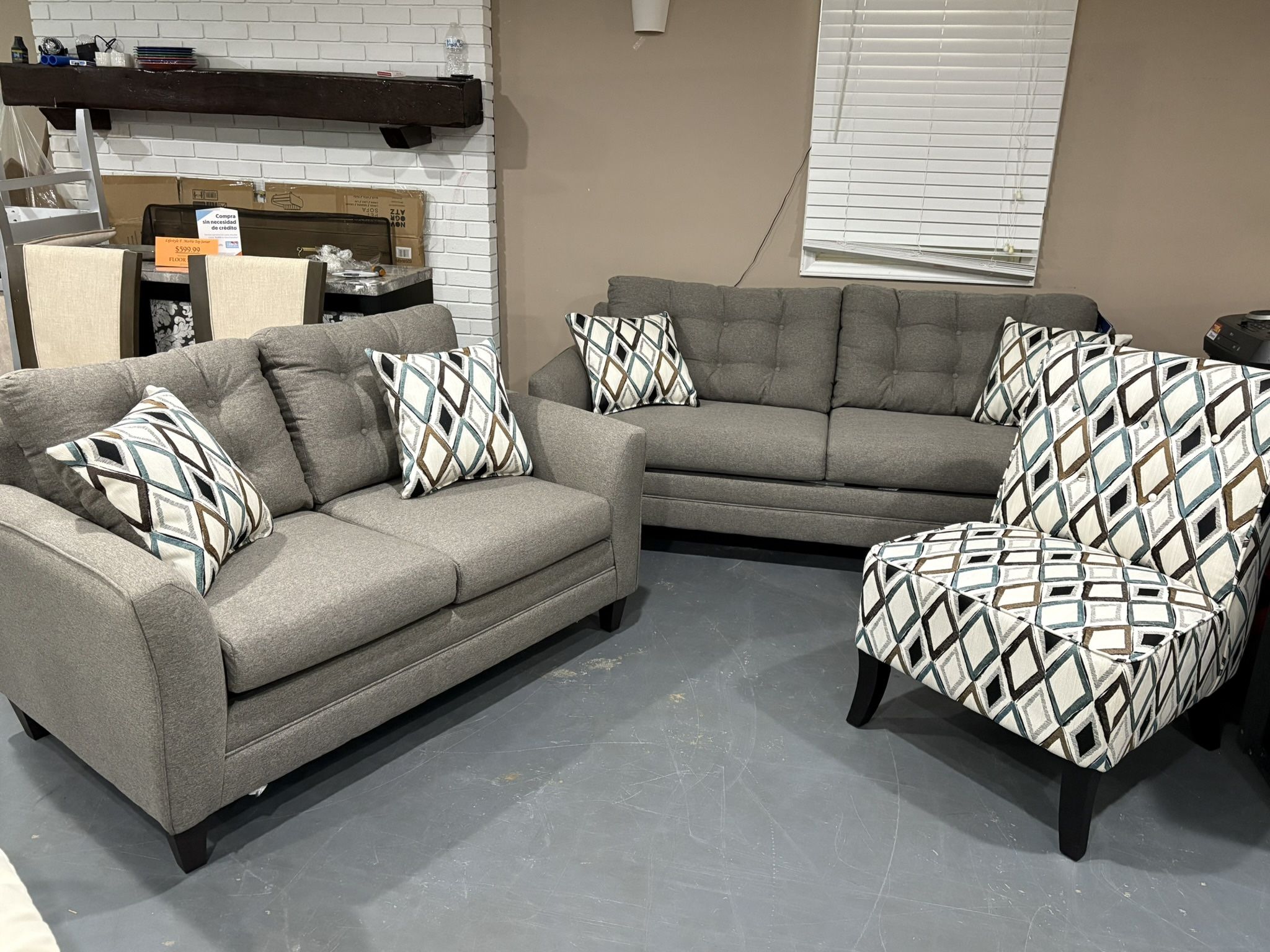 New 3pc Sofa , Loveseat , Accent Chair