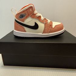 Nike Jordan 1 MID SE (TD) Shoes Toddler Kid’s Team Orange DV1340-800