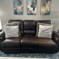 Leather reclining sofa and chair