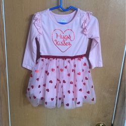 Pink Dress Hearts Size:2 T