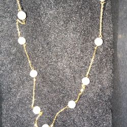 Pearl Necklace,  In Goldtone, Tin Cup Style