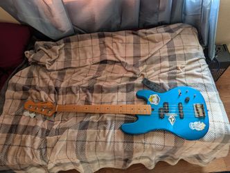 Bass Guitar and Amplifier.