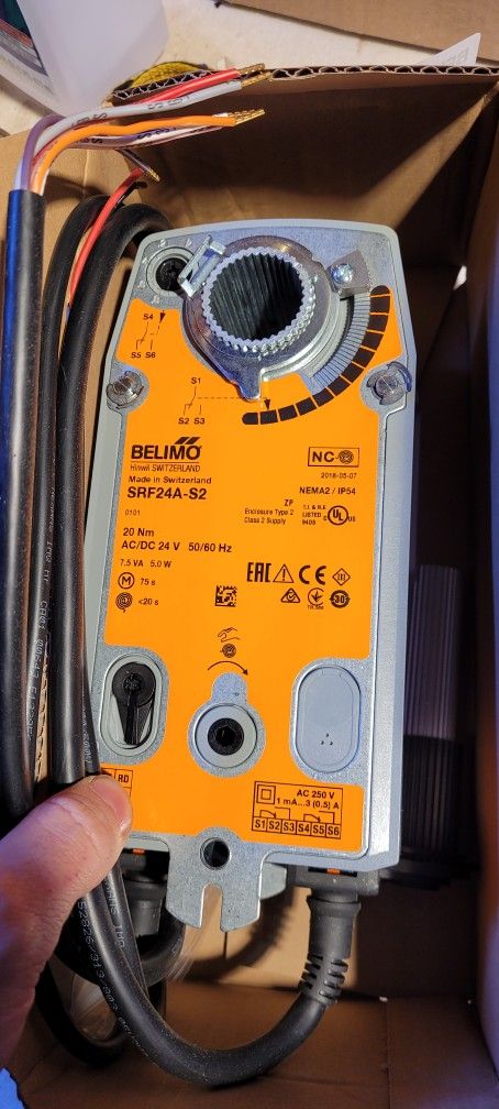 Belimo SRF24A-S2 Rotary Actuator Fail-Safe NC, 20 Nm, AC/DC 24 V
