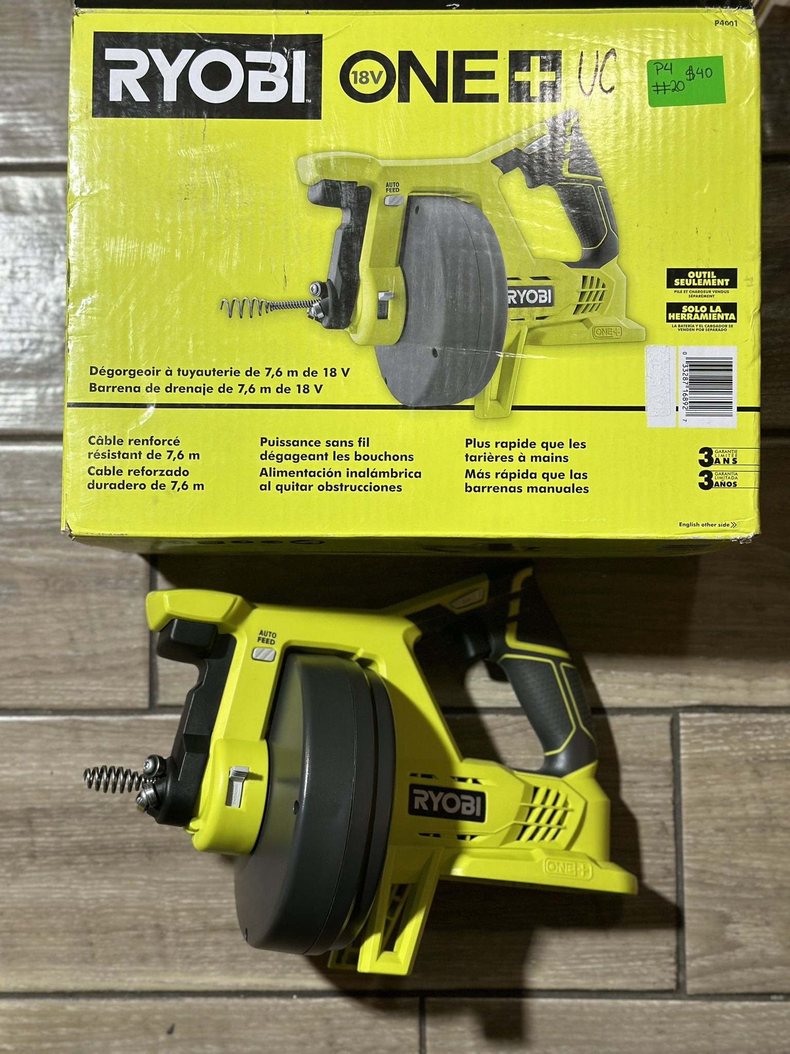 ryobi ONE+ 18V Drain Auger (Tool Only)} (normal wear)