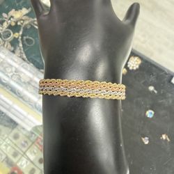 14kt Tri Color Rope Bracelet 7.5in 