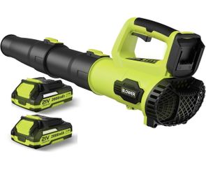 Leaf Blower Cordless, 21V Electric Leaf Blower with 2×2.0Ah Batteries & 1 Fast Charger, Lightweight Battery Powered Blower for Lawn Care, Patio Cleani