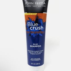 John Frieda BLUE CRUSH for Brunettes Shampoo Neutralizes Orange 8.3 Fl. Oz.