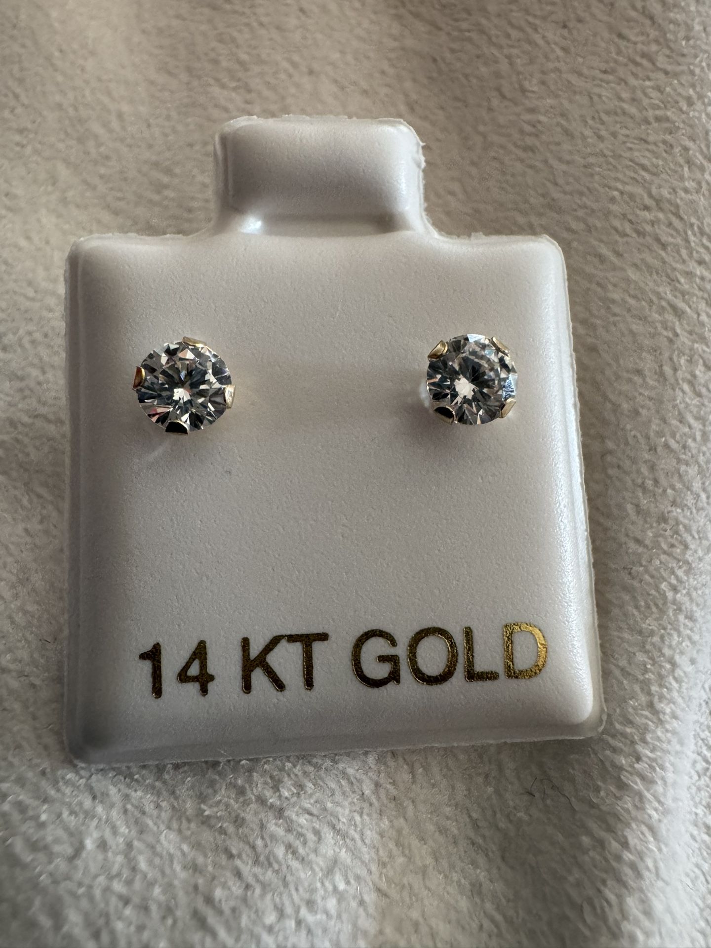 NEW Round Cut Moissanite Stud Earrings 14K 4 Prong With Safety Backing, 3.8mm